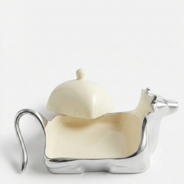 butter dish with a white lid on a light gray background