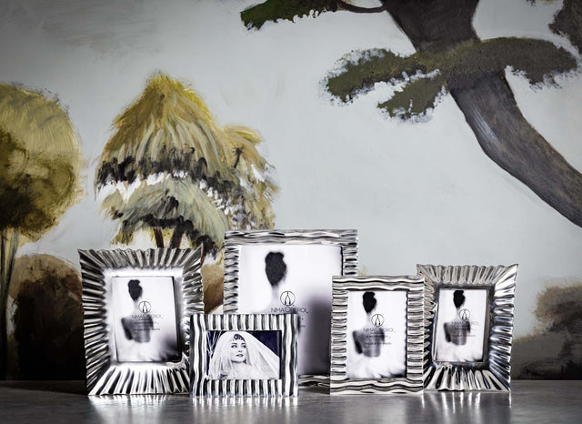 Collection of decorative photo frames with artistic background