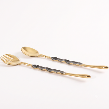 Ruffled Salad Server Gold