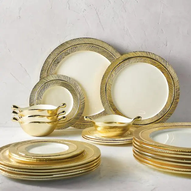 Feather Plates Gold/Oyster - Nima Oberoi Lunares