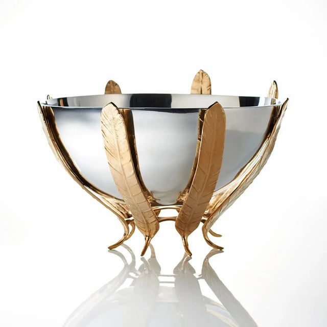 Feather Pedestal Bowl Silver/Gold - Nima Oberoi Lunares
