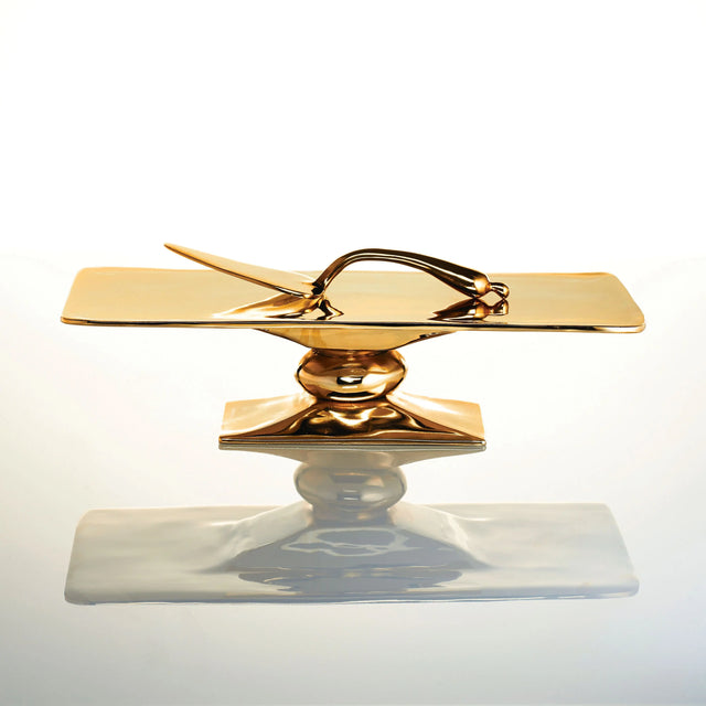 Rock Rectangle Cakestand Gold - Nima Oberoi Lunares