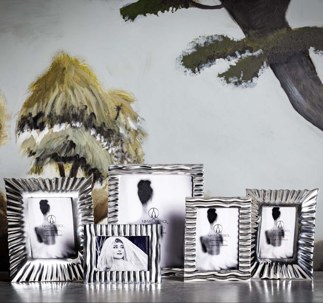 Collection of decorative photo frames with artistic background