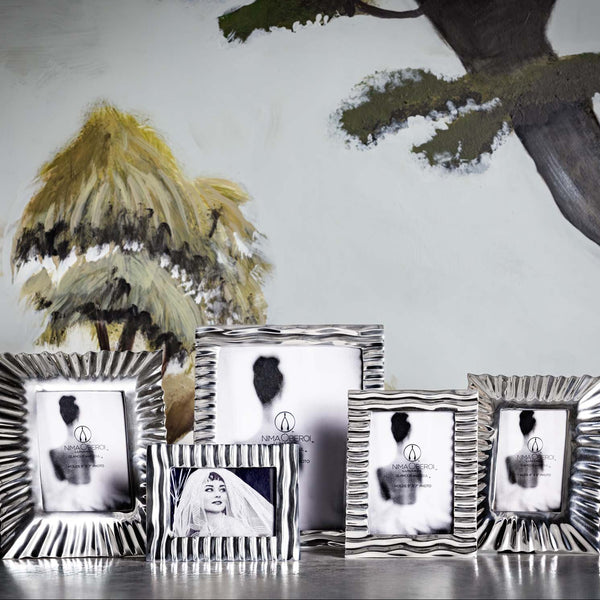 Collection of decorative photo frames with artistic background