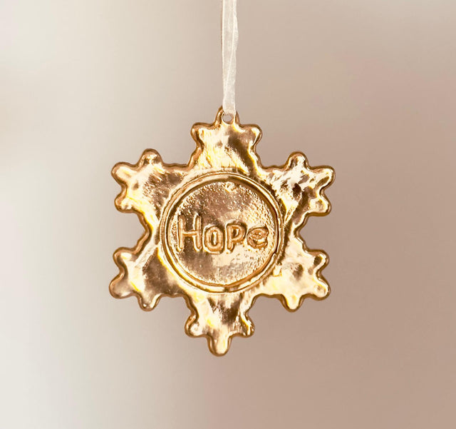 Ornament Gold Snowflake Hope