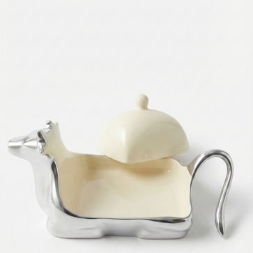 butter dish with a white lid on a light gray background
