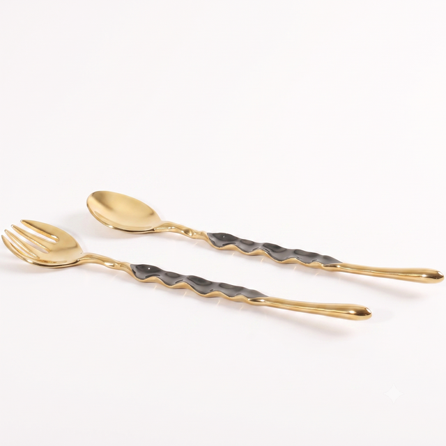 Ruffled Salad Server Gold