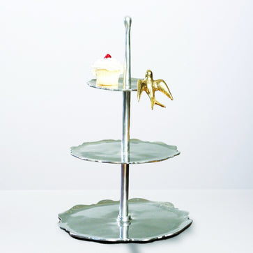 Dove Dessert Stand Silver/Gold - Nima Oberoi Lunares 