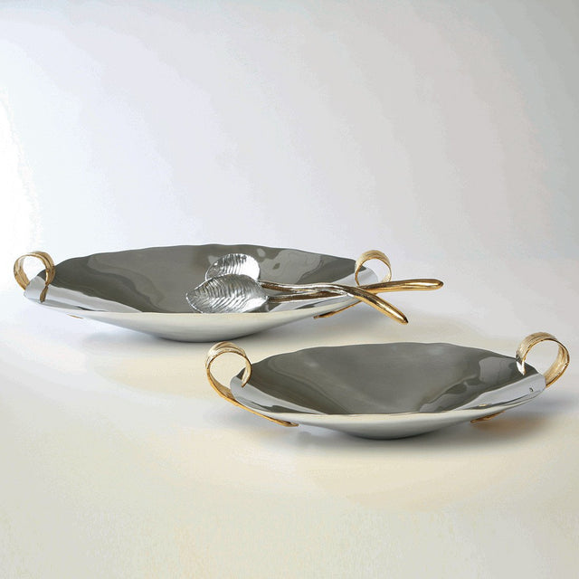 Feather Oval Handle Bowl Silver/Gold - Nima Oberoi Lunares 