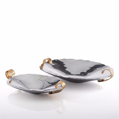 Feather Oval Handle Bowl Silver/Gold - Nima Oberoi Lunares 
