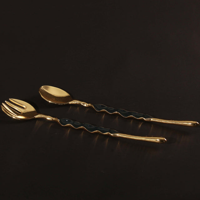 Ruffled Salad Server Gold